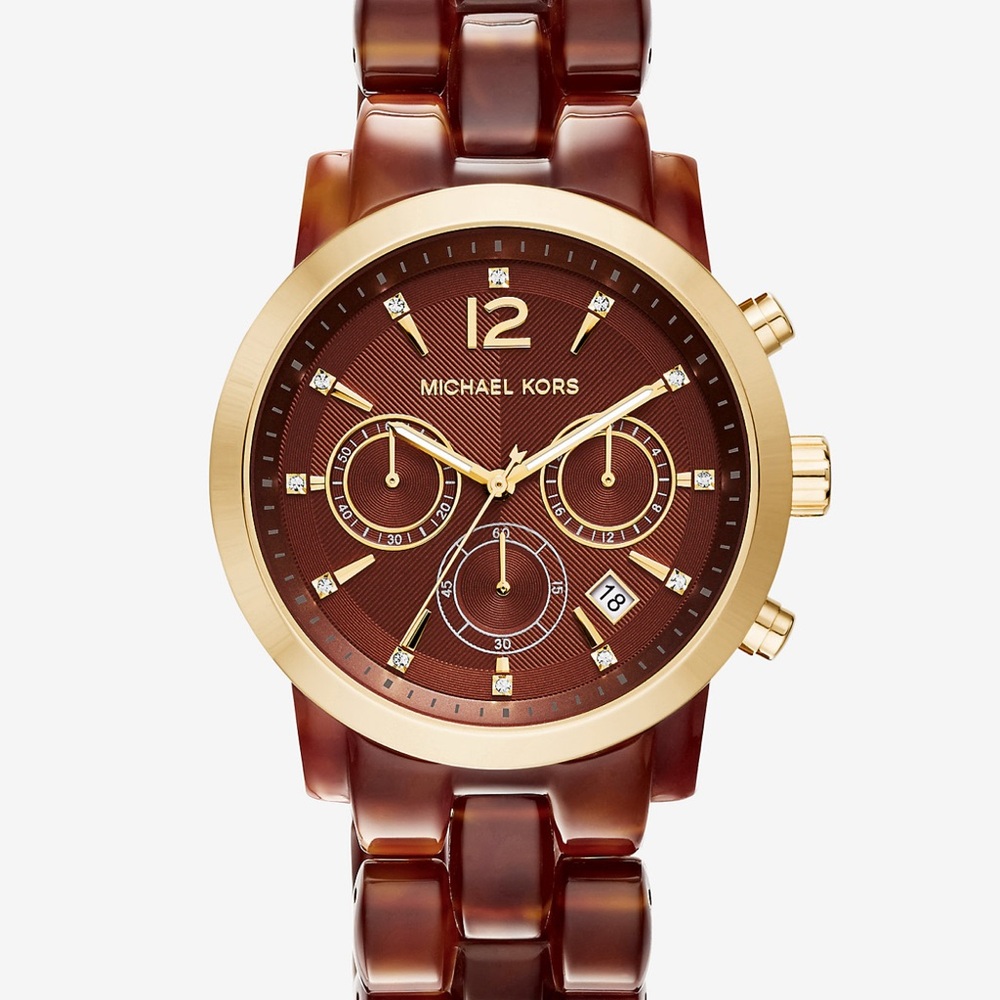 Audrina Amber Acetate and Gold-Tone Watch